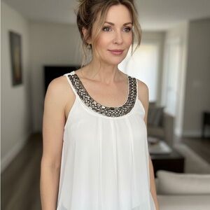 Elegant White Embellished Women's Top